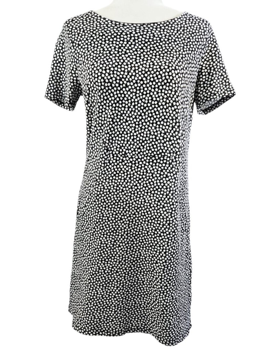 Boden 100% Cotton Black White Floral Dot Casual Seam Detail Tunic Dress WW060